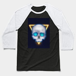 Cyberpunk Skull - Yellow / Blue Baseball T-Shirt